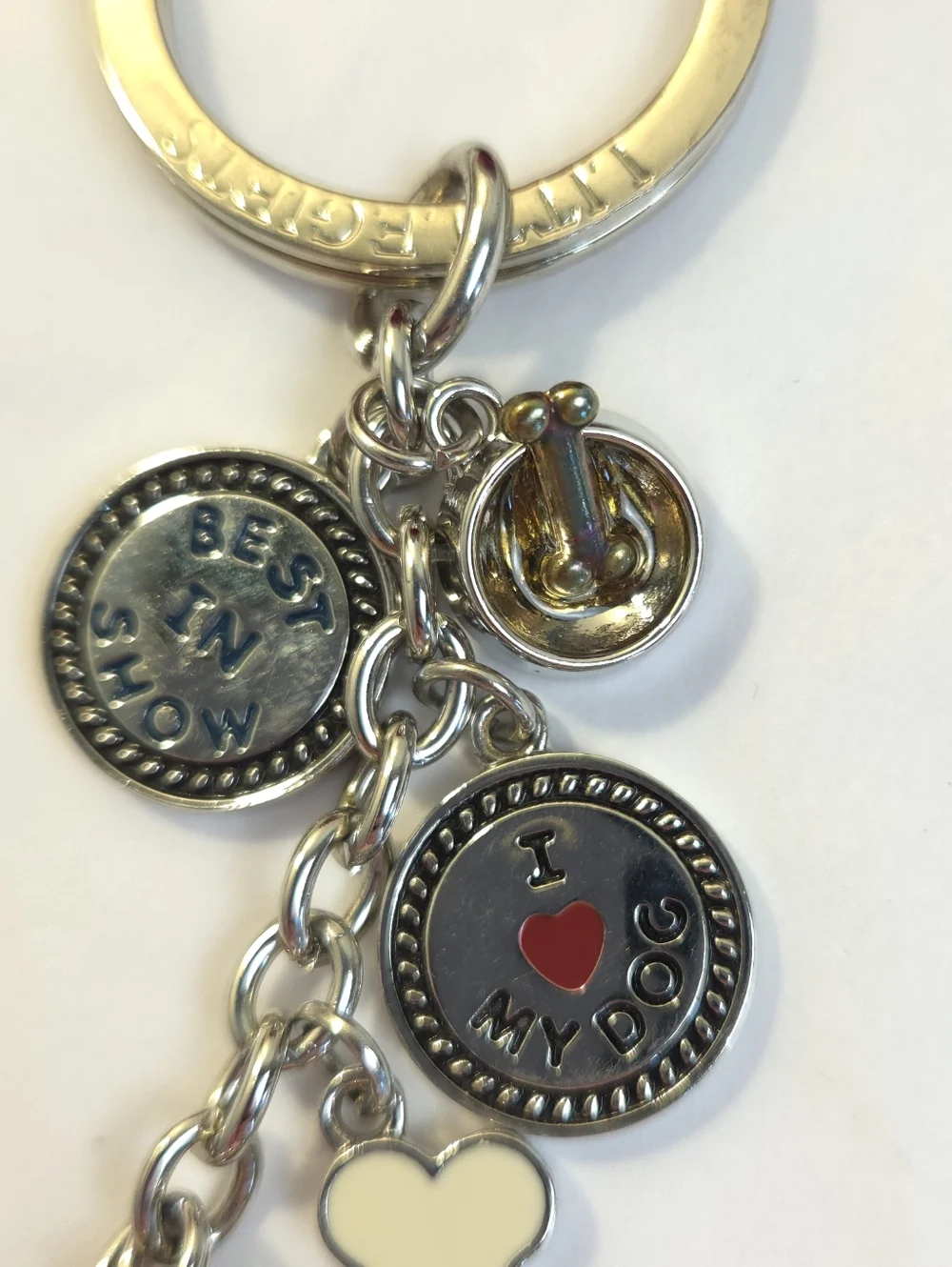 Little Gifts Dog Charm Key Chain I ♡ My Dog Dog Bone & Bowl Charms